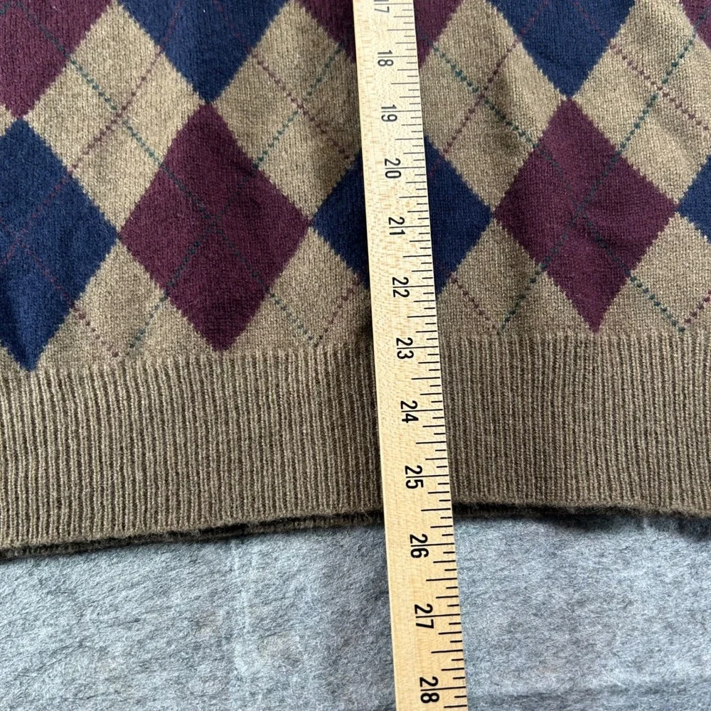 Polo Ralph Lauren Sweater Mens Large Tan Argyle Lambswool Crewneck Preppy Casual